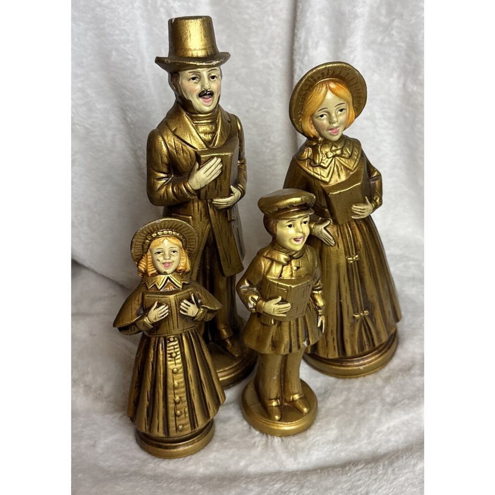 VTG Japan 4 Piece Paper Mache Dickens Victorian Christmas Caroler Set-6" to 10"